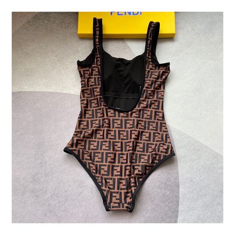 fendi one piece swimsuit brown|Fendi high waisted bikini.